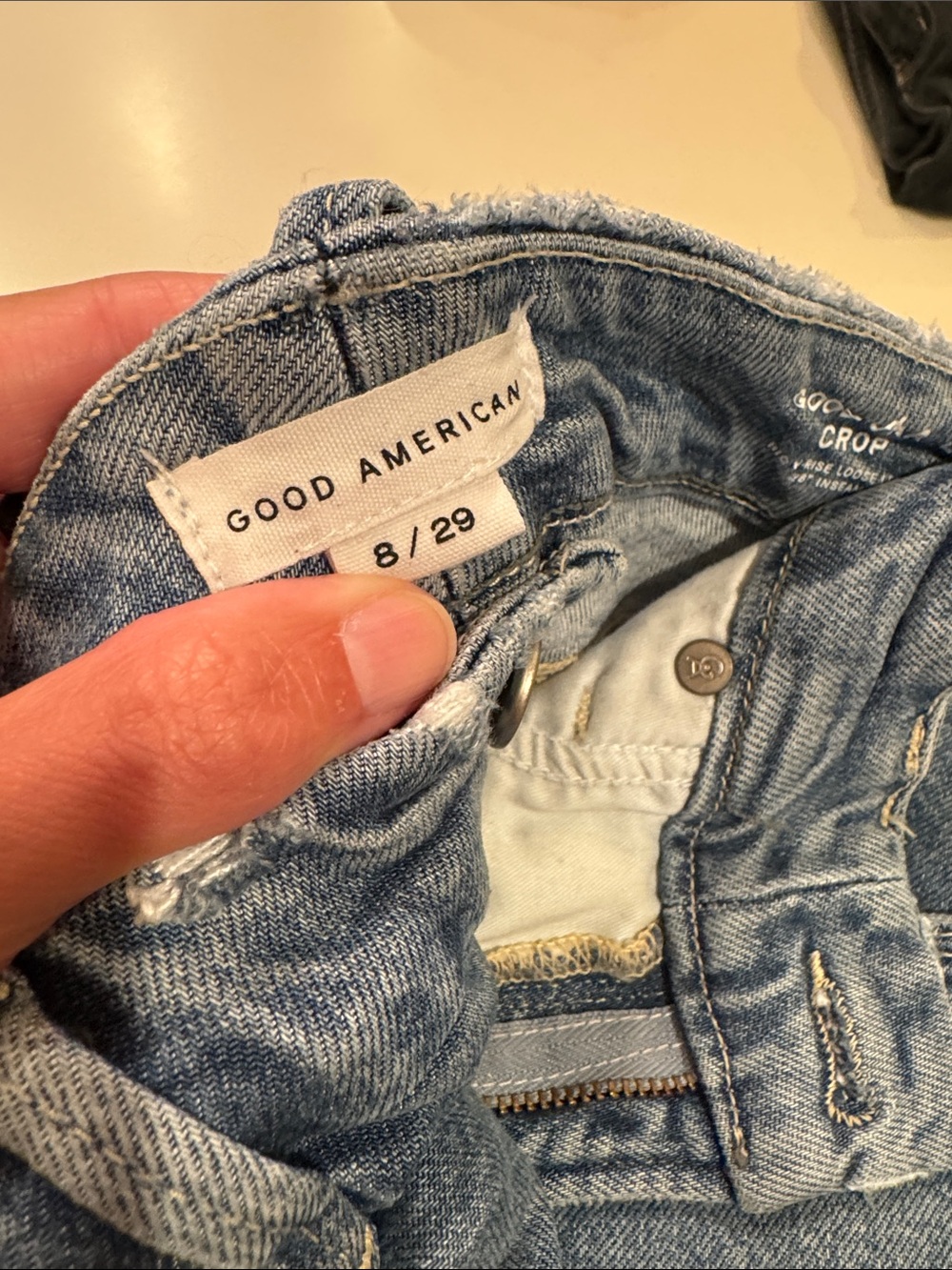 Good American Light Wash High-Rise Crop Jeans